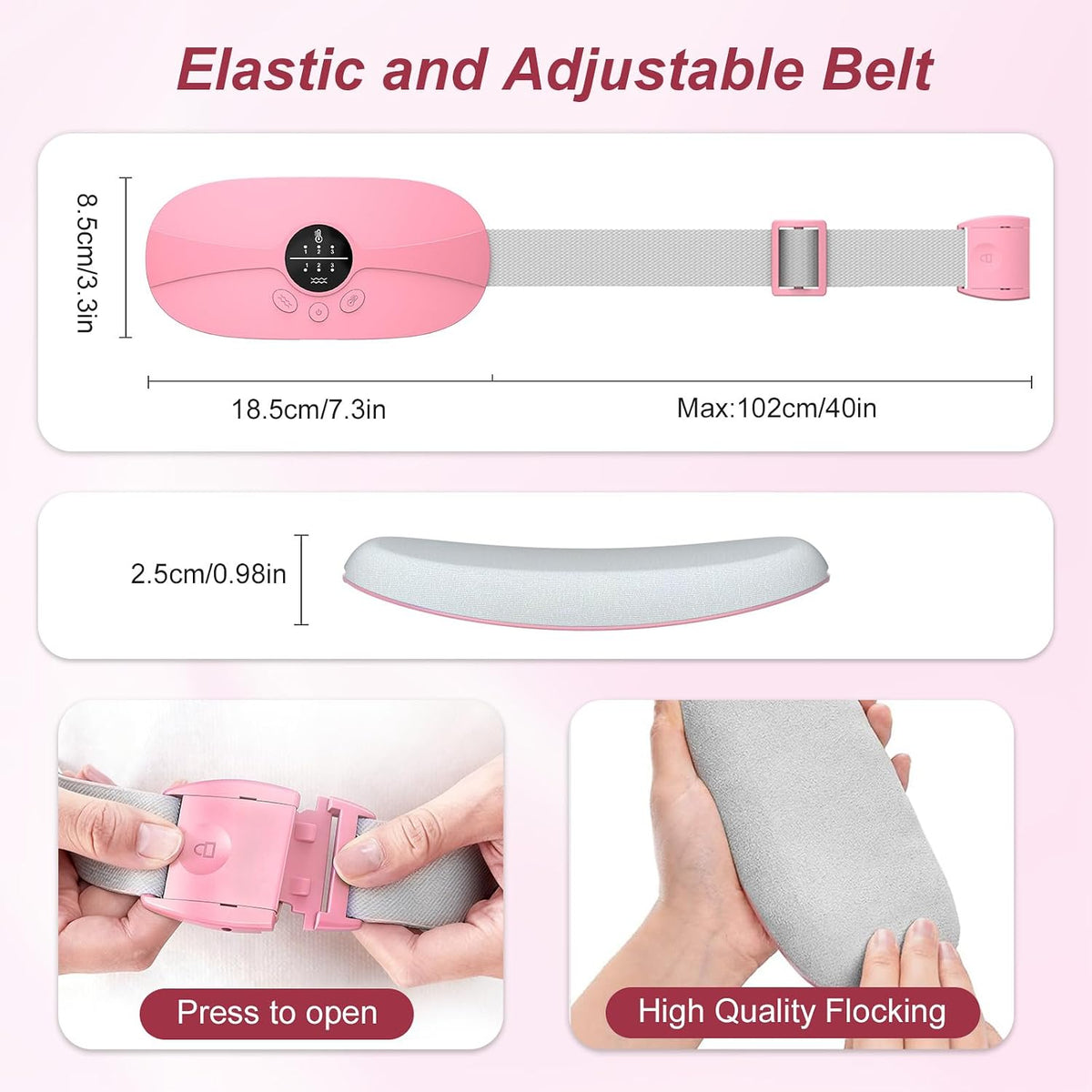 Portable Heating Pad for Cramps, Small Pink Heating Pad for Women