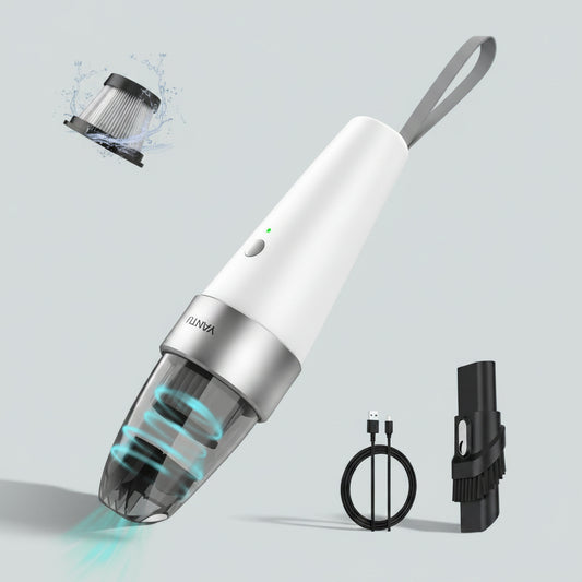Car Vacuum,  Car Vacuum Cleaner High Power 6000PA Mini Handheld Portable Corded Small Vacuum for Quick Car Cleaning, DC 8.4V Portable Auto Vacuum Cleaner for Wet Dry with 2In1 Brush（White)