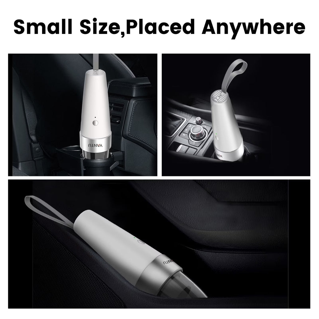Car Vacuum,  Car Vacuum Cleaner High Power 6000PA Mini Handheld Portable Corded Small Vacuum for Quick Car Cleaning, DC 8.4V Portable Auto Vacuum Cleaner for Wet Dry with 2In1 Brush（White)