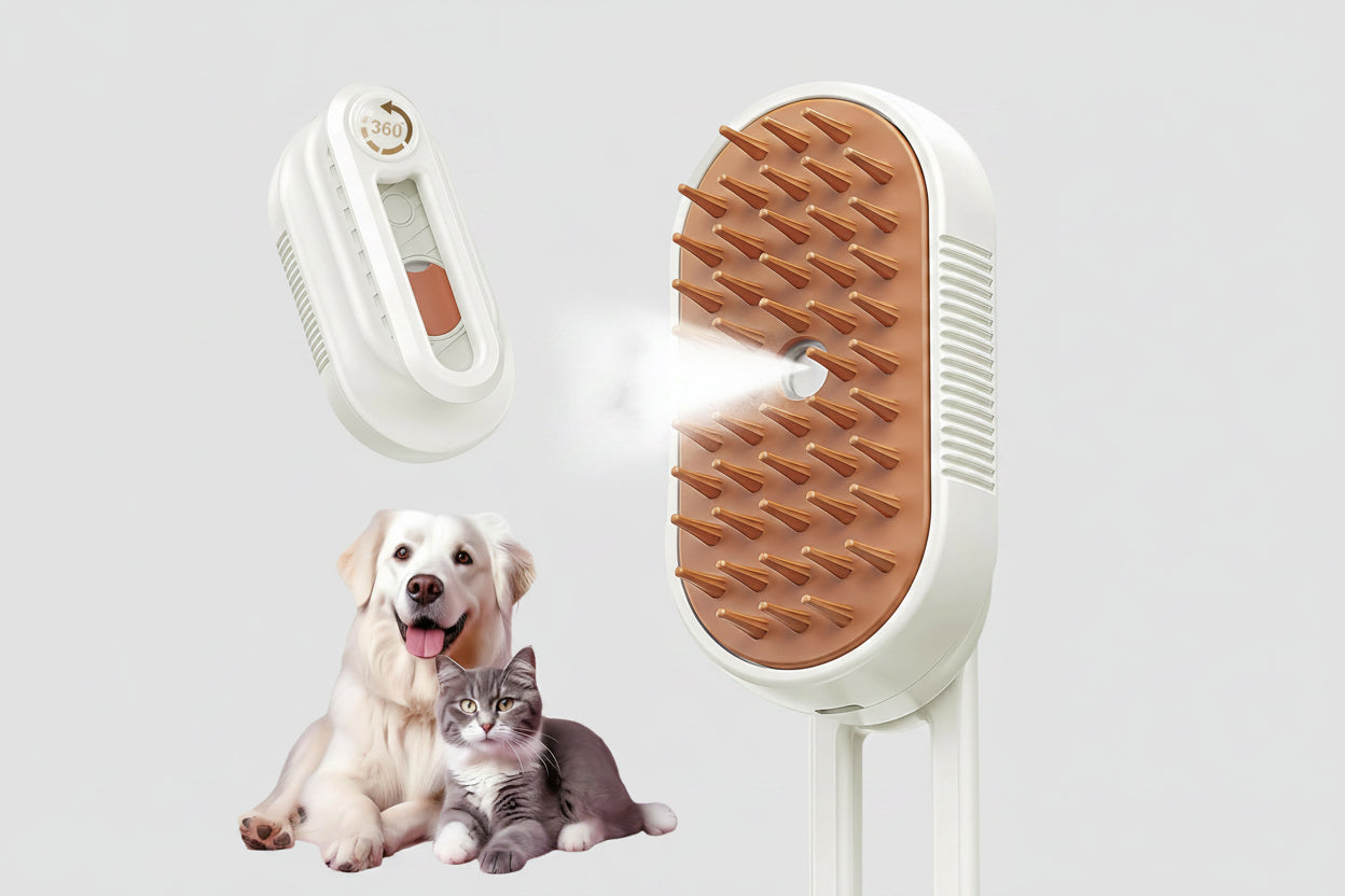Cat Brush Cat Steam Brush Rechargeable Steamy Pet Grooming for Shedding, Water Spray Massage Brushs, Dog Hair Removal Self Cleaning Brushs Steamer Wet Spa Comb (White)