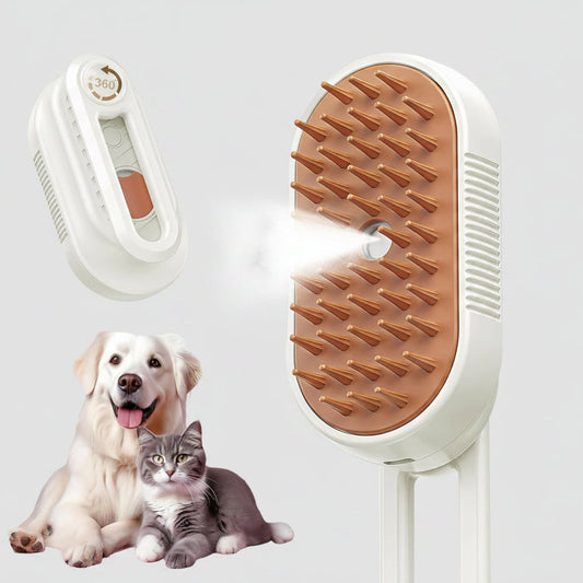 Cat Brush Cat Steam Brush Rechargeable Steamy Pet Grooming for Shedding, Water Spray Massage Brushs, Dog Hair Removal Self Cleaning Brushs Steamer Wet Spa Comb (White)